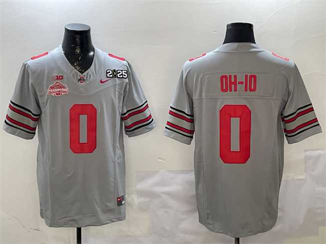 Mens Ohio State Buckeyes #0 OH-IO Grey 2025 CFP Final With National Champions Patch F.U.S.E. Vapor Limited Stitched Football Jersey->ohio state buckeyes->NCAA Jersey